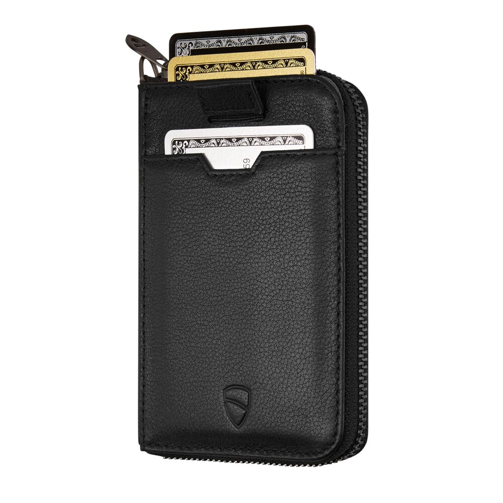 8995 NOTTING HILL Minimalist Leather Zipper Wallet and : Slim Multi